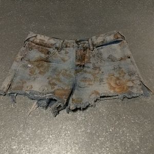 Free People Jean Denim Shorts Cut off Floral 27